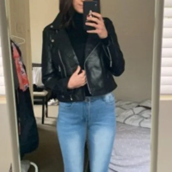 Modern Faux Leather Jacket - black - Picture 6 of 14